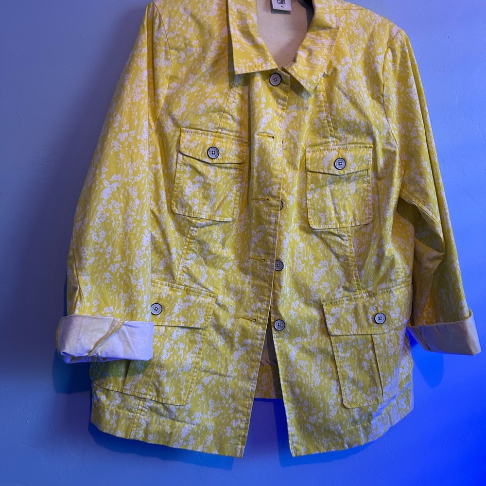 CAbi Bright Yellow Floral Jacket